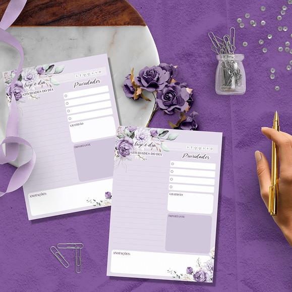 Arquivo Kit Desk Planners e Bloquinhos Coleção Violeta