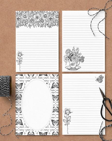 Arquivo Papel de Carta Envelope e Cartões Coleção Botanical