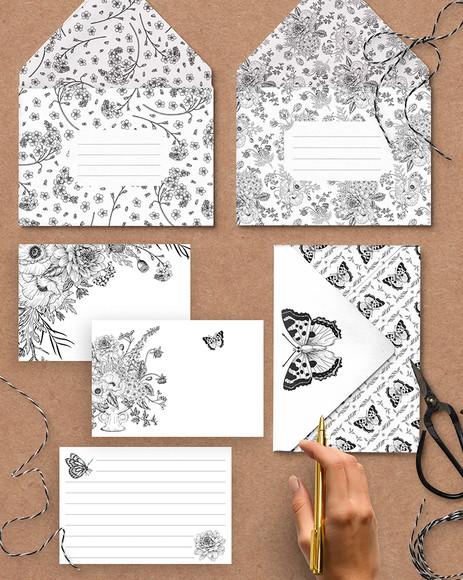 Arquivo Papel de Carta Envelope e Cartões Coleção Botanical