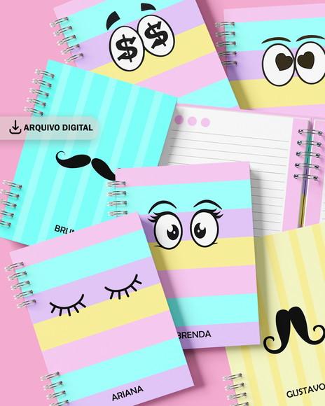 Combo 10 Capas e 4 Miolos Caderno Coleção Carinhas