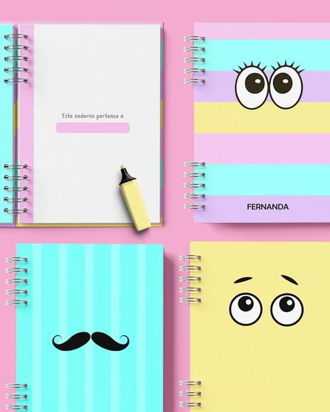 Combo 10 Capas e 4 Miolos Caderno Coleção Carinhas