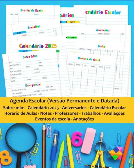 Combo 13 Capas e Miolos Agendas Escolares 2025 e Permanente