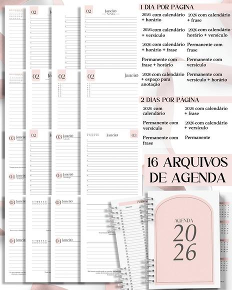 Combo 16 Agendas Femininas Neutras Permanente e 2026