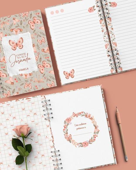 Combo 6 Capas e 3 Miolos Caderno Jardim de Borboletas