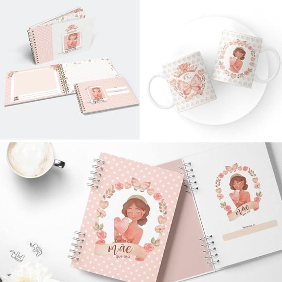 Combo Dia das Mães 14 Arquivos Álbum Caderno Receitas Caneca