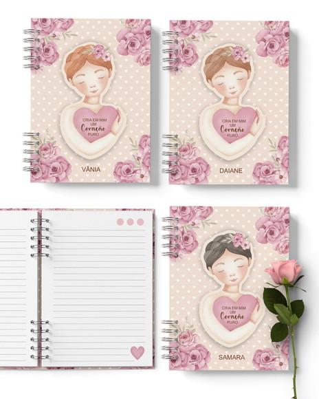 Kit 6 Capas e Miolo Decorado Caderno Jardim de Rosas