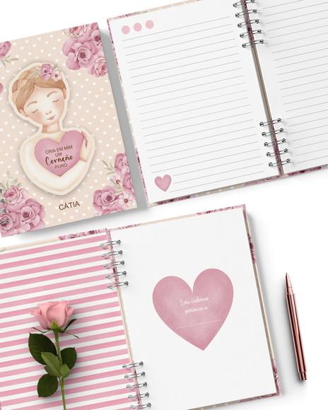 Kit 6 Capas e Miolo Decorado Caderno Jardim de Rosas