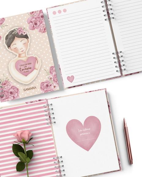 Kit 6 Capas e Miolo Decorado Caderno Jardim de Rosas
