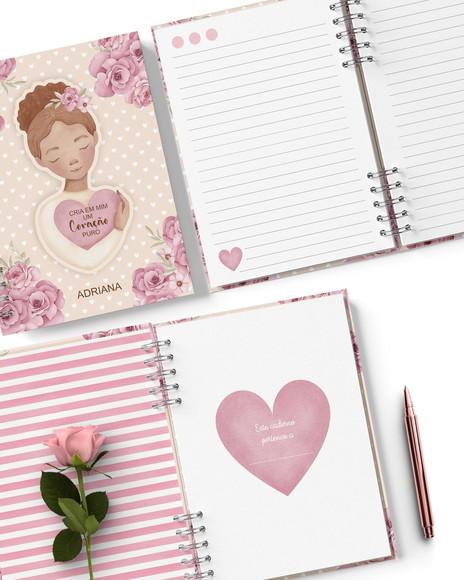 Kit 6 Capas e Miolo Decorado Caderno Jardim de Rosas