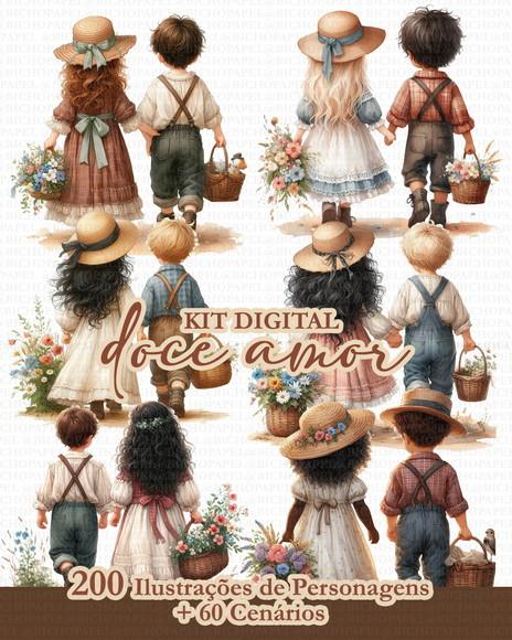 Kit Digital 200 Ilustrações Doce Amor