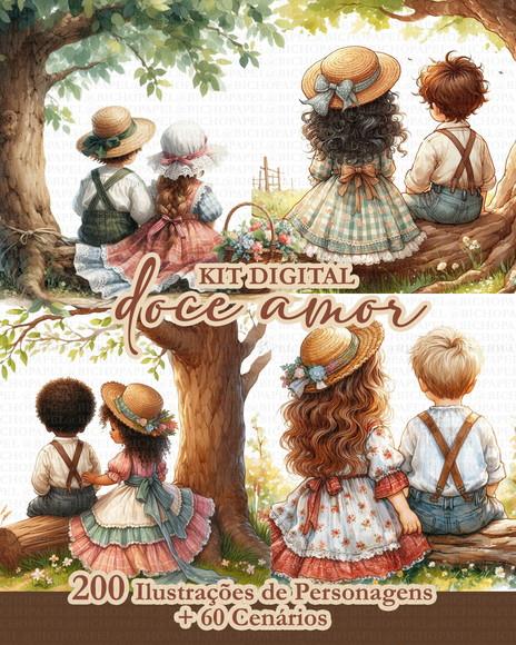 Kit Digital 200 Ilustrações Doce Amor