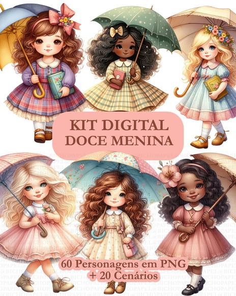 Kit Digital Ilustrações Doce Menina