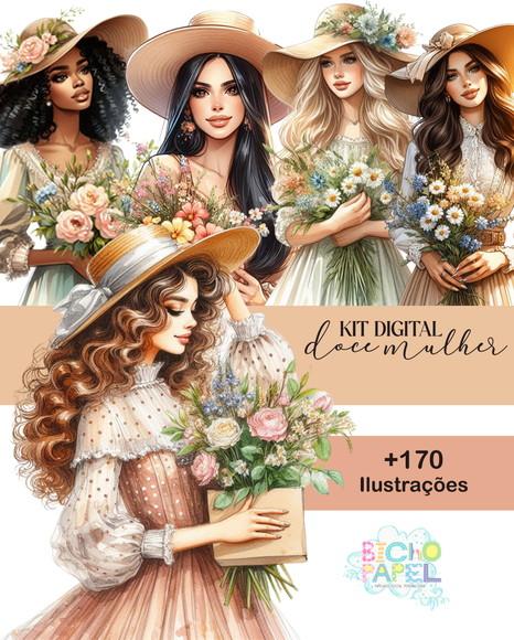 Kit Digital Ilustrações Doce Mulher + 170 Ilustrações