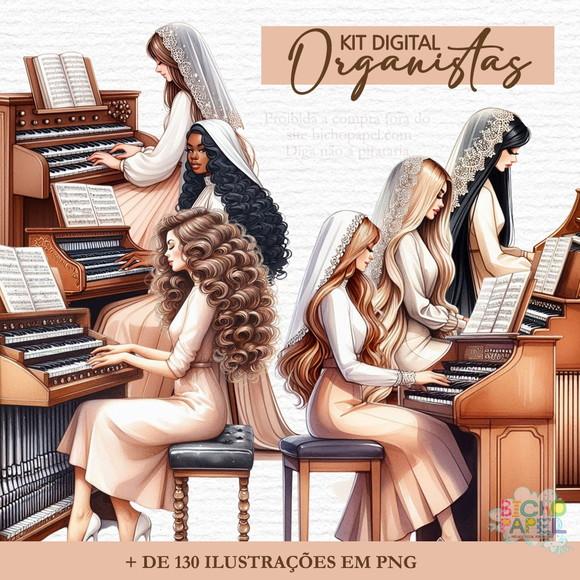 Kit Digital Ilustrações Organistas + de 130 Ilustrações