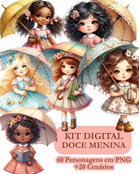 Kit Digital Ilustrações Doce Menina