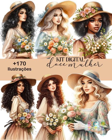 Kit Digital Ilustrações Doce Mulher + 170 Ilustrações