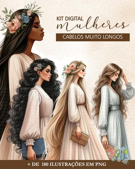 Kit Digital Mulheres Cabelos Muito Longos