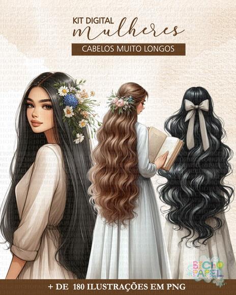 Kit Digital Mulheres Cabelos Muito Longos