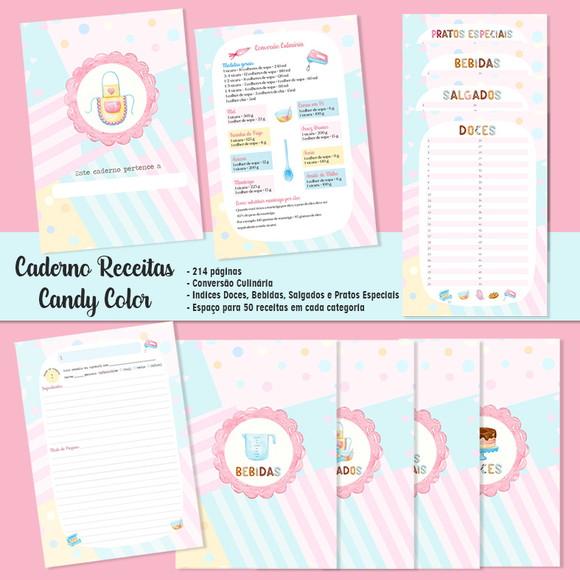 Miolo Caderno de Receitas A5 Candy Color - Arquivo Digital