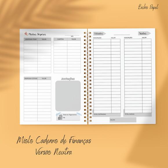 Miolo Planner Financeiro (versão Neutra / Masculina)
