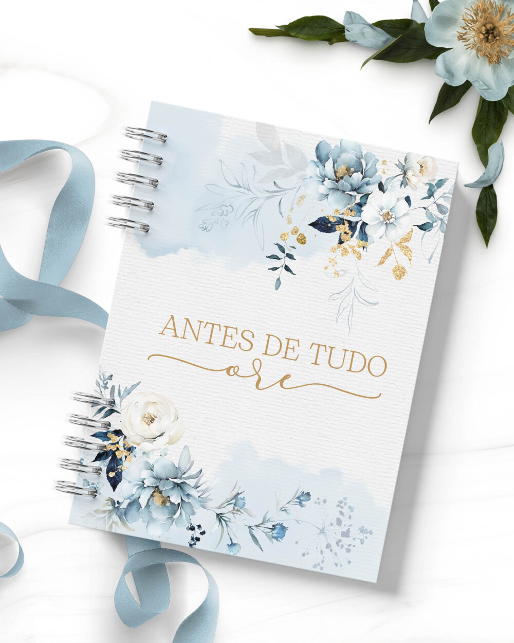 Arquivo Agenda 2027 2 Dias por Página COM VERSÍCULOS Floral Azu
