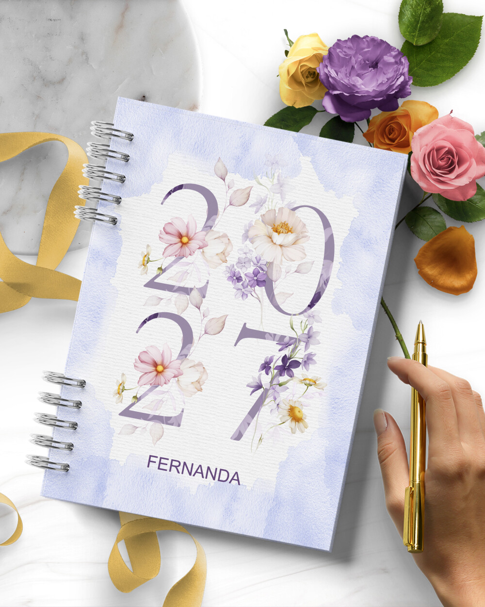 Agenda 2027 2 Dias Por Página Floral Encanto Arquivo Digital