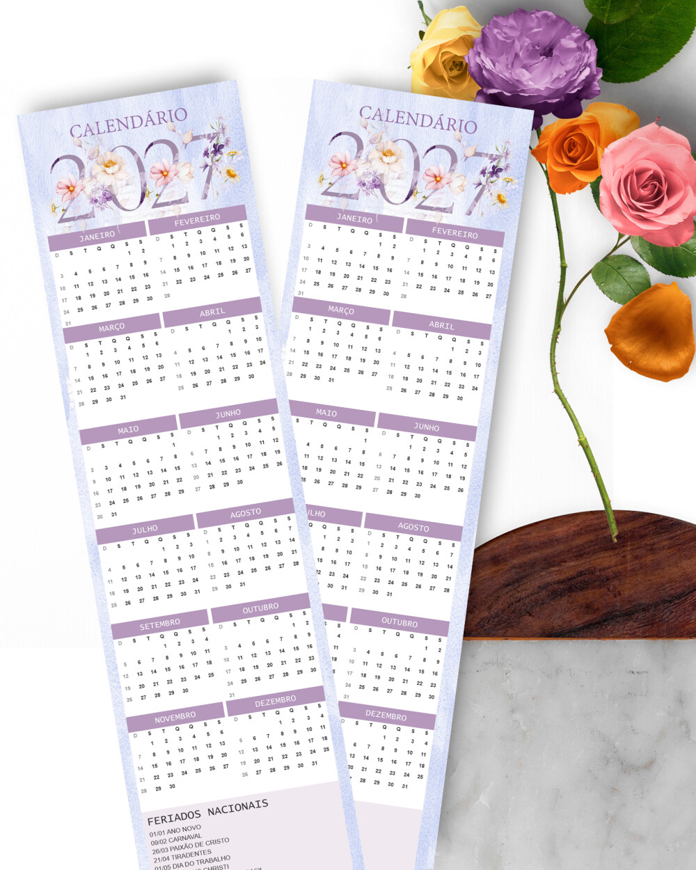 Arquivo Kit Calendários 2027: A5, A6 e Marca Página Encanto