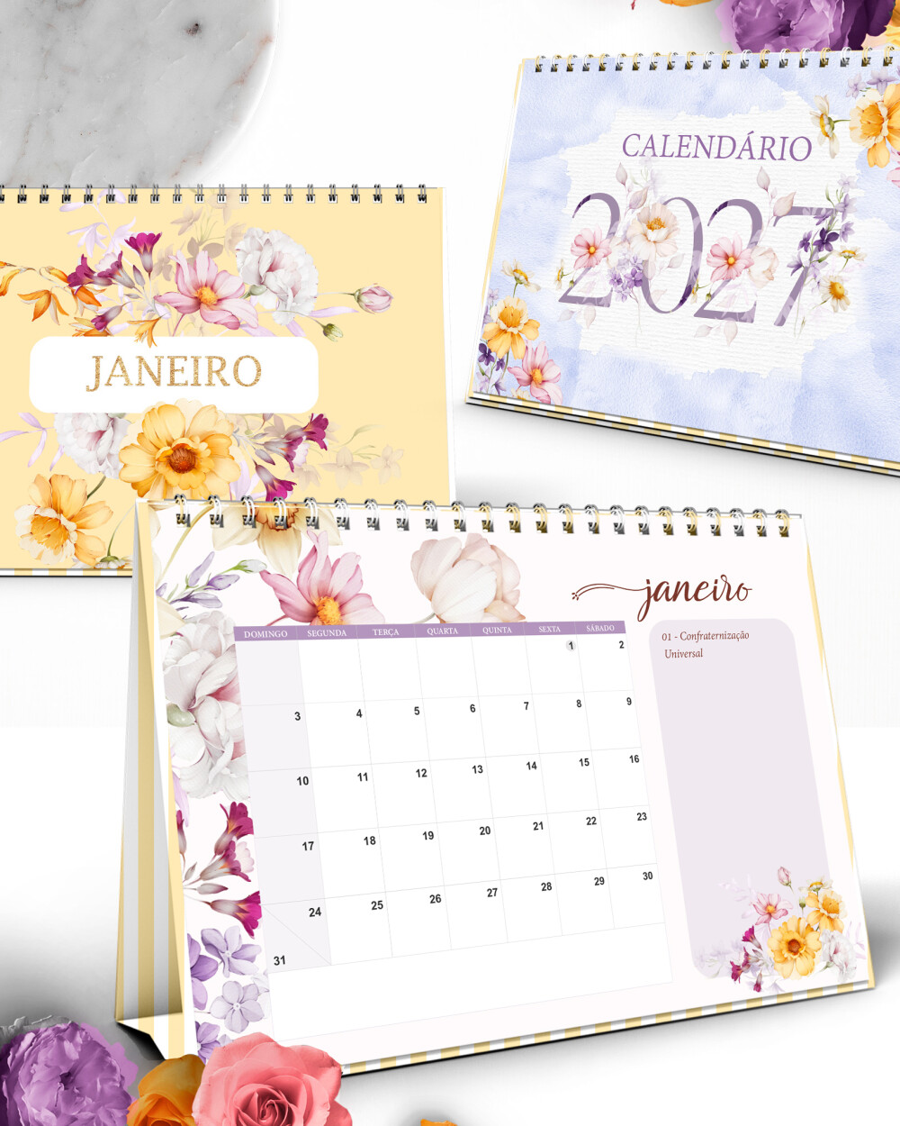 Arquivo Kit Calendários 2027: A5, A6 e Marca Página Encanto