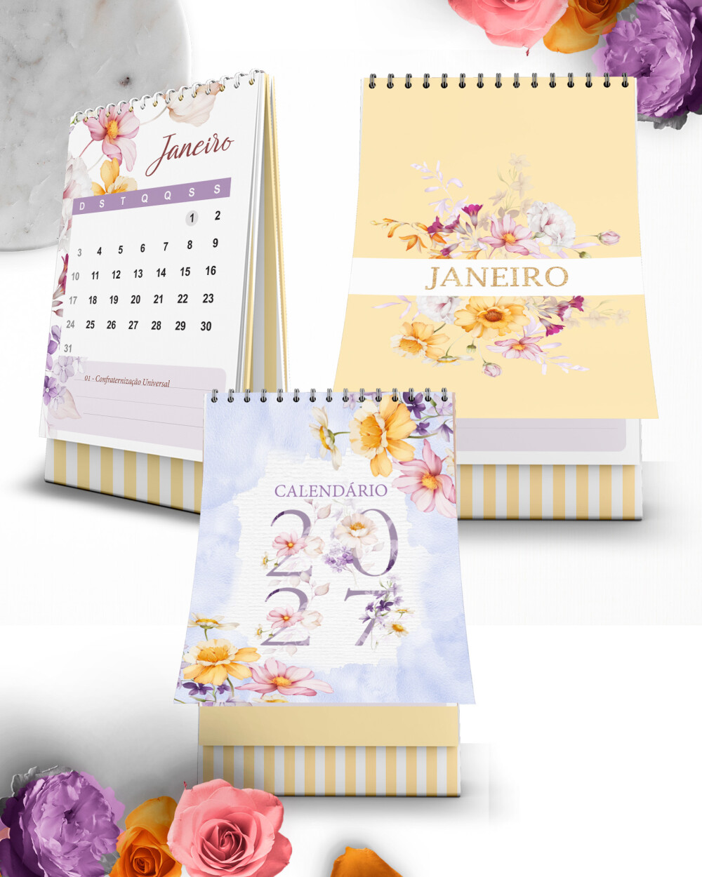 Arquivo Kit Calendários 2027: A5, A6 e Marca Página Encanto