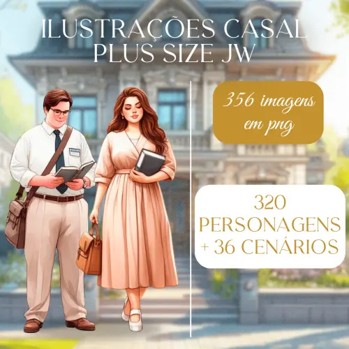 Kit Digital Ilustrações de Casais Jw Plus Size