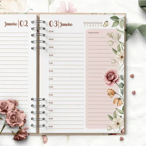 Agenda Permanente 1 Dia Por Página com Horários