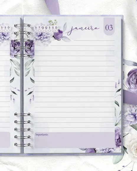 Agenda Permanente 1 Dia Por Página Violeta - Arquivo Digital