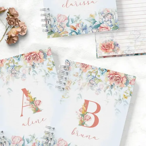 Arquivo 26 Capas Alfabeto a a Z e Miolo Pautado Doce Floral