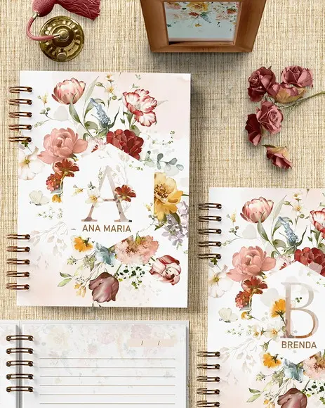 Arquivo 26 Capas Alfabeto A-z e Miolo Pautado Coleção Garden