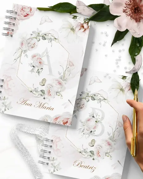 Arquivo 26 Capas Alfabeto e Miolo Pautado Floral Believe