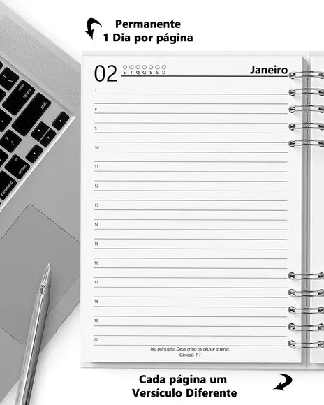 Arquivo Agenda 1 Dia Por Página Permanente com Versículos