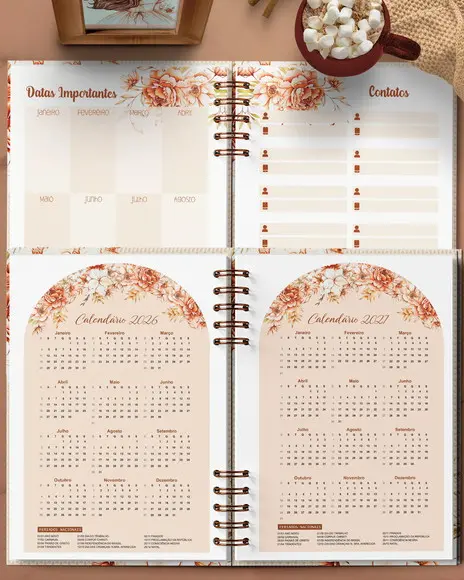Arquivo Agenda 2026 1 Dia Por Página Coleção Floral Boho