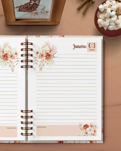 Arquivo Agenda 2026 1 Dia Por Página Coleção Floral Boho