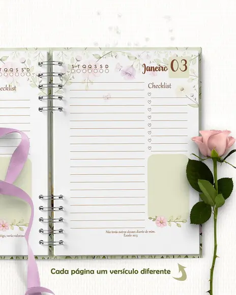 Arquivo Agenda 2026 1 Dia Por Página com Versículos Floral