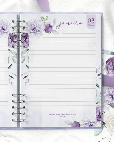 Arquivo Agenda 2026 1 Dia Por Página com Versículos Violeta