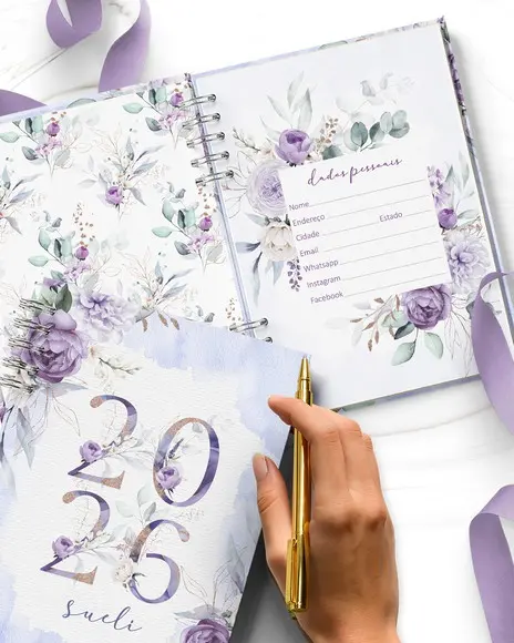 Arquivo Agenda 2026 1 Dia Por Página com Versículos Violeta