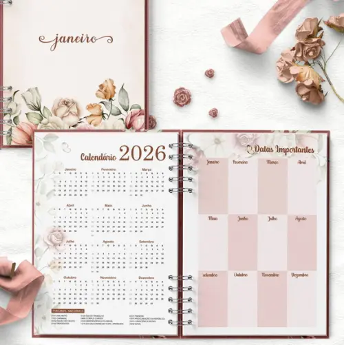 Arquivo Agenda 2026 1 Dia Por Página Floral Romântico