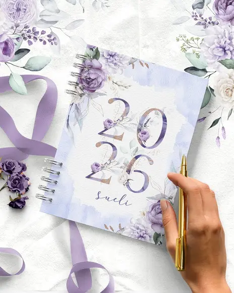 Arquivo Agenda 2026 2 Dias Por Página com Versículos Violeta