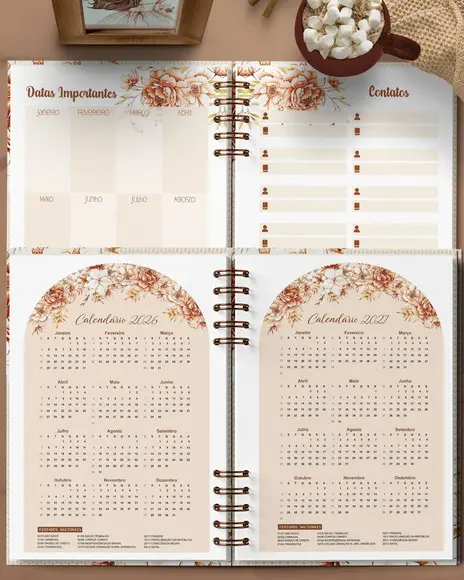 Arquivo Agenda Permanente 1 Dia Por Página Floral Boho