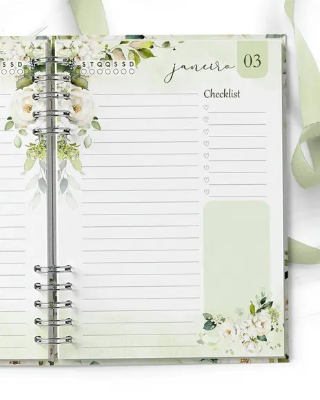 Arquivo Agenda Permanente 1 Dia Por Página Rosas Brancas