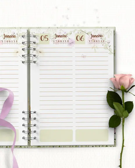 Arquivo Agenda Permanente 2 Dias Por Página Floral