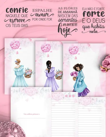 Arquivo Caderno Feminino Capas Miolo Floral