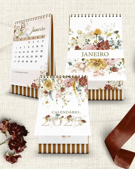 Arquivo Calendários de Mesa A5 A6 e Marca Páginas Garden