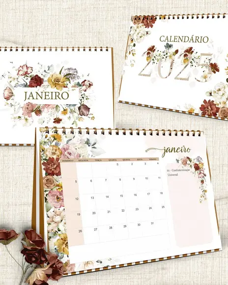 Arquivo Calendários de Mesa A5 A6 e Marca Páginas Garden