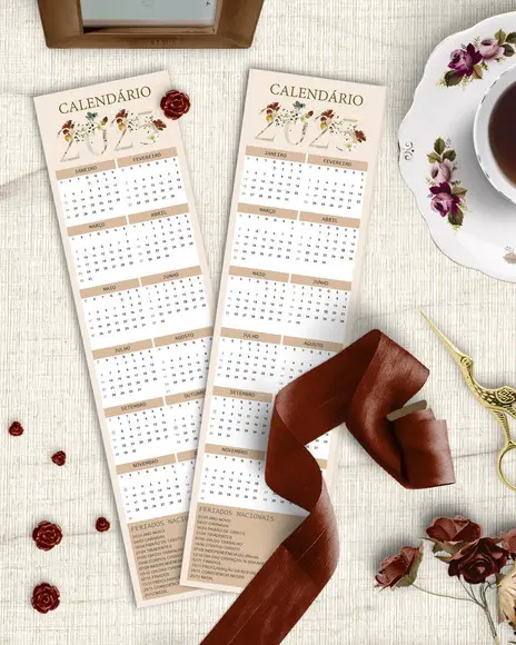 Arquivo Calendários de Mesa A5 A6 e Marca Páginas Garden